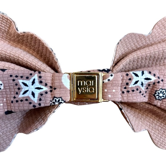 Marysia Antibes Bikini Top Sz M Strapless Bandana Scallop Trim Swim Top - Picture 4 of 8